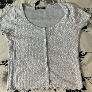 Brandy Melville blue Floral Button Down shirt